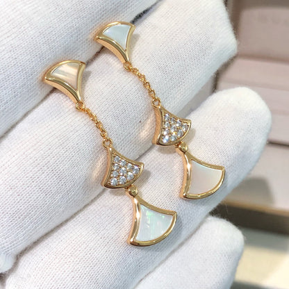 [Glow Jewelry]DREAM EARRINGS 3 MOTIFS DIAMOND MOP PINK GOLD