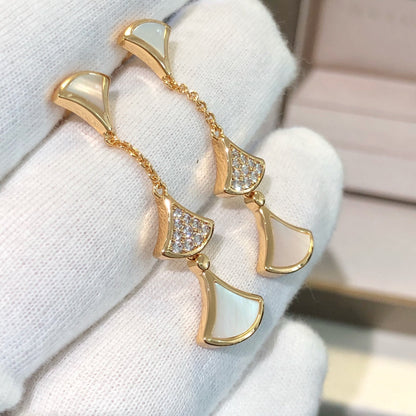 [Glow Jewelry]DREAM EARRINGS 3 MOTIFS DIAMOND MOP PINK GOLD