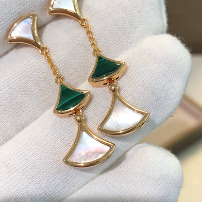 [Glow Jewelry]DREAM EARRINGS 3 MOTIFS MALACHITE MOP PINK GOLD