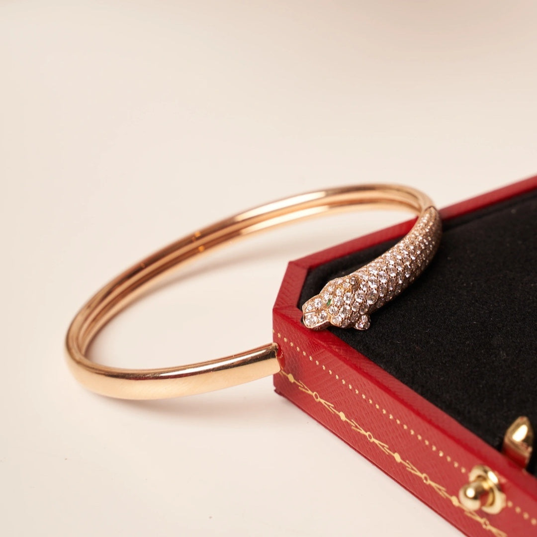 [Glow Jewelry]PANTHERE ROSE GOLD DIAMOND OPEN BRACELET