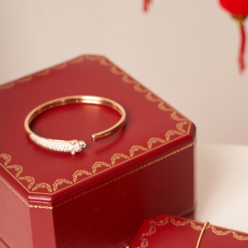[Glow Jewelry]PANTHERE ROSE GOLD DIAMOND OPEN BRACELET