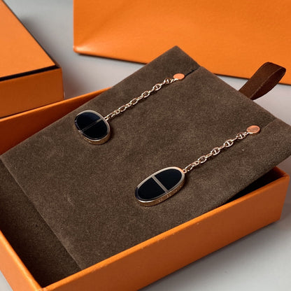 [Glow Jewelry]CHAINE VERSO BLACK CERAMIC EARRINGS