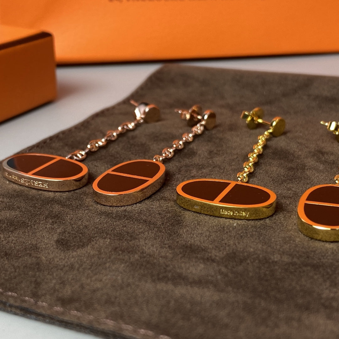[Glow Jewelry]CHAINE VERSO BLACK CERAMIC EARRINGS