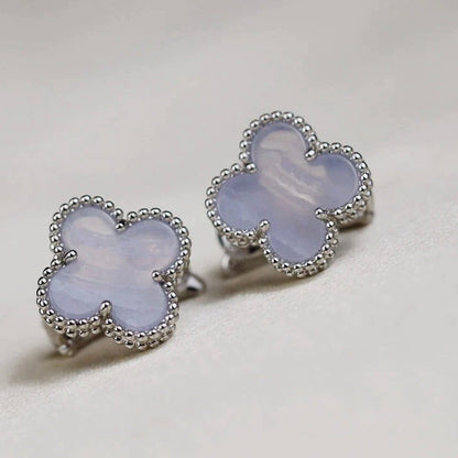 ¡®Glow Jewelry¡¯CLOVER MEDIUM 1 MOTIFS  WHITE MOP EARRINGS SILVER