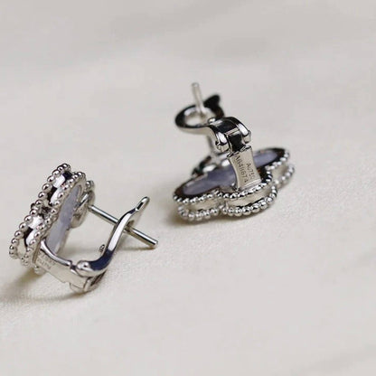 [Glow Jewelry]CLOVER MEDIUM 1 MOTIFS  WHITE MOP EARRINGS SILVER