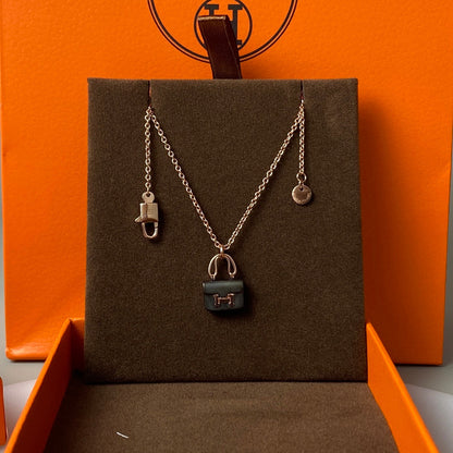 ¡®Glow Jewelry¡¯CONSTANCE BLACK PEDANT PINK GOLD NECKLACE