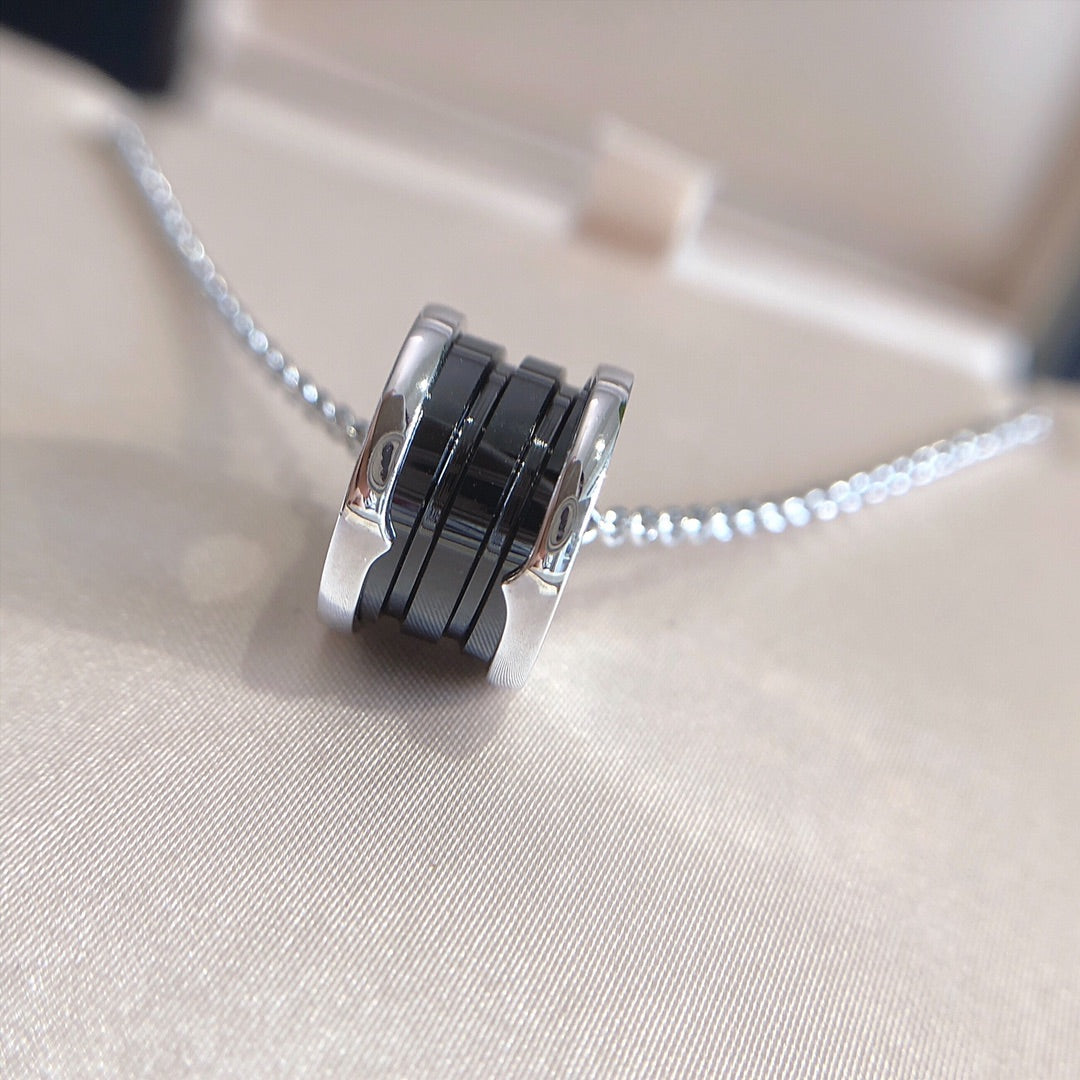 [Glow Jewelry]ZERO 1 BLACK CERAMIC SILVER NECKLACE