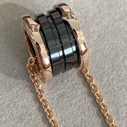 [Glow Jewelry]ZERO 1 BLACK CERAMIC PINK GOLD NECKLACE