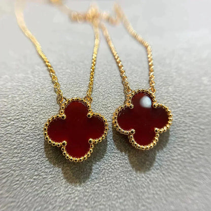 [Glow Jewelry]CLOVER 15MM CARNELIAN SINGLE FLOWER NECKLACE