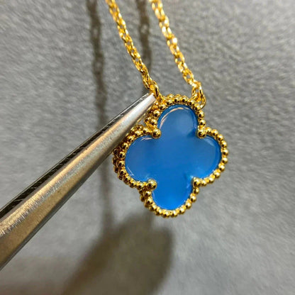 ¡®Glow Jewelry¡¯CLOVER 15MM BLUE AGATE NECKLACE