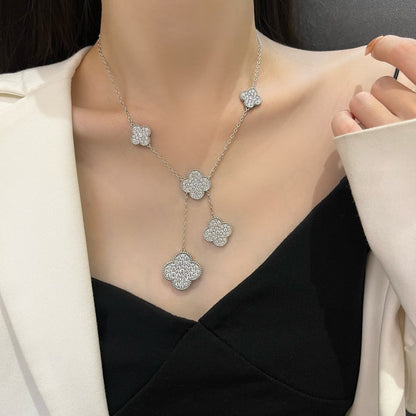 ¡®Glow Jewelry¡¯CLOVER 5 MOTIFS SILVER DIAMONDS NECKLACE
