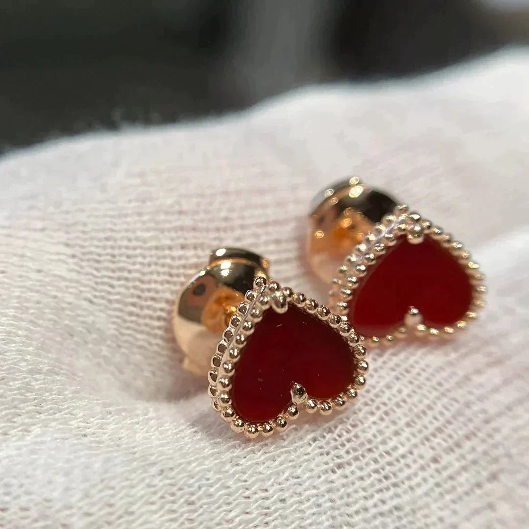 ¡®Glow Jewelry¡¯HEART CARNELIAN STUD EARRINGS