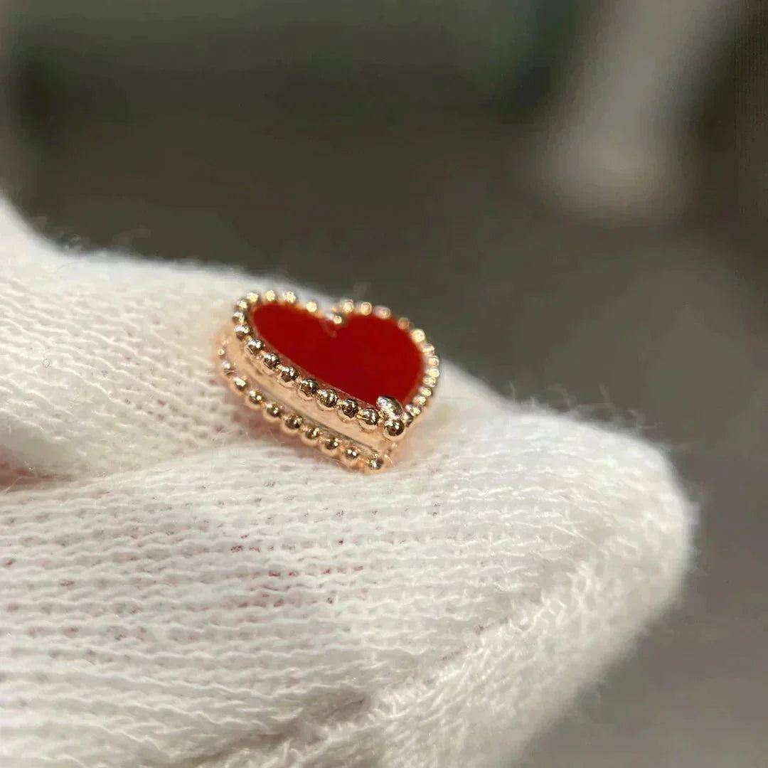 [Glow Jewelry]HEART CARNELIAN STUD EARRINGS