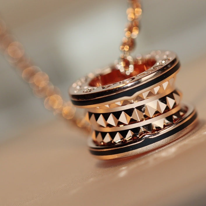 [Glow Jewelry]ZERO 1 ROCK PEDANT PINK GOLD BLACK NECKLACE