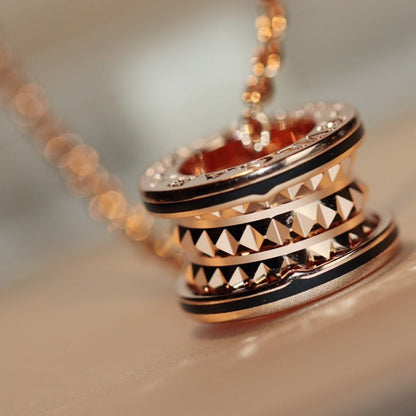 [Glow Jewelry]ZERO 1 ROCK PEDANT PINK GOLD BLACK NECKLACE