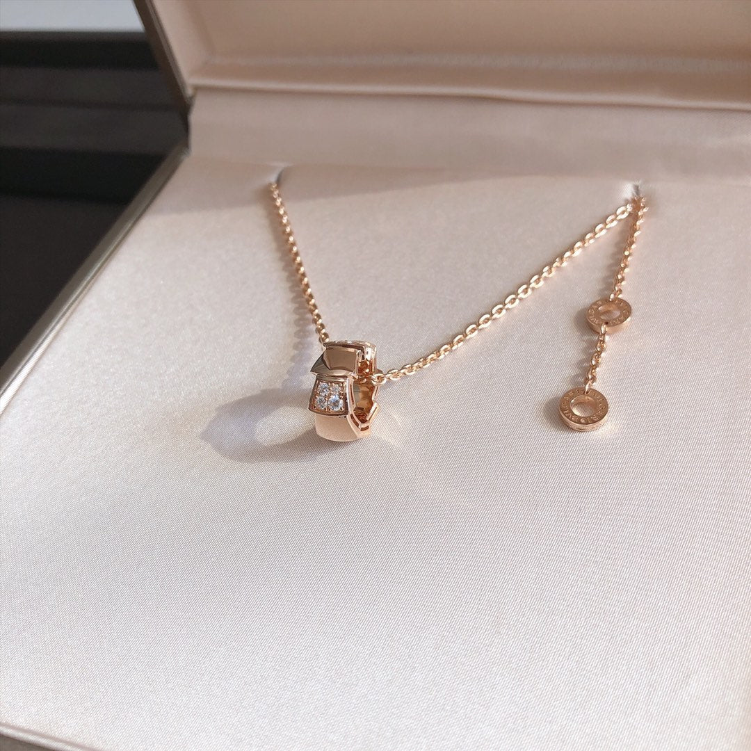 [Glow Jewelry]SERPENTI PEDANT DIAMOND PINK GOLD NECKLACE