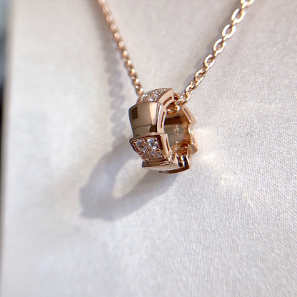 [Glow Jewelry]SERPENTI PEDANT DIAMOND PINK GOLD NECKLACE