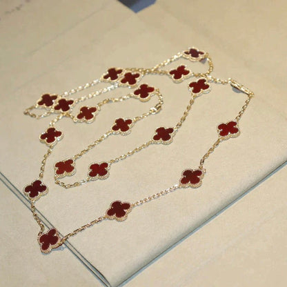 [Glow Jewelry]CLOVER 20 MOTIFS CARNELIAN NECKLACE