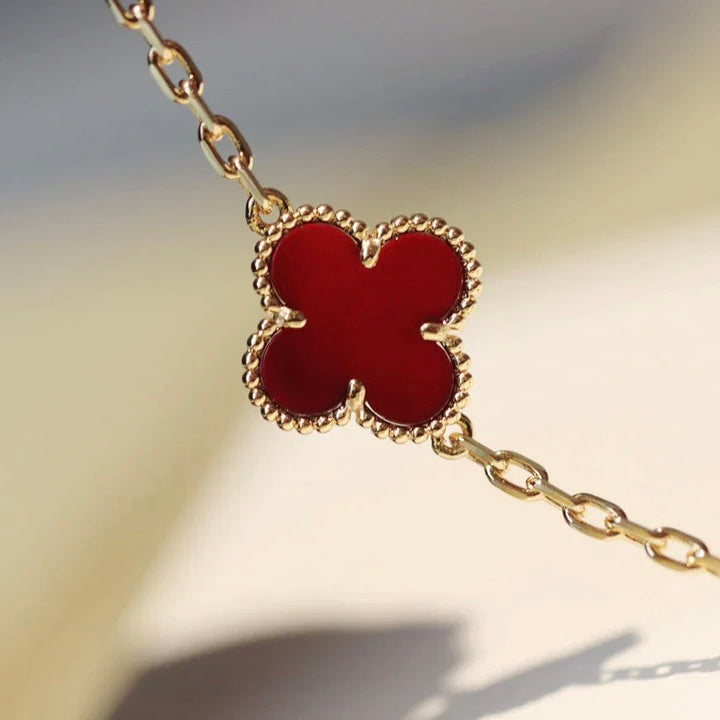 [Glow Jewelry]CLOVER 20 MOTIFS CARNELIAN NECKLACE