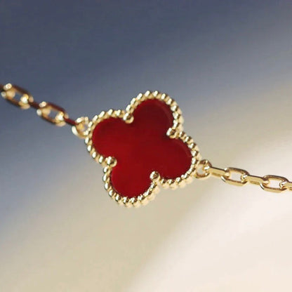 [Glow Jewelry]CLOVER 20 MOTIFS CARNELIAN NECKLACE
