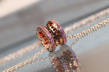 [Glow Jewelry]ZERO 1 ROCK PINK GOLD PINK DIAMOND NECKLACE
