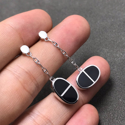 ¡®Glow Jewelry¡¯CHAINE VERSO BLACK CERAMIC SILVER EARRINGS