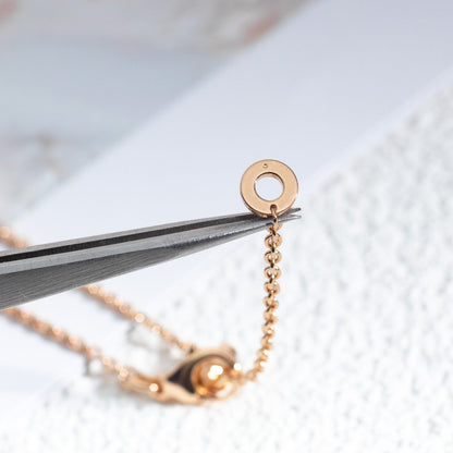 [Glow Jewelry]ZERO 1 WHITE CERAMIC PINK GOLD DIAMOND NECKLACE