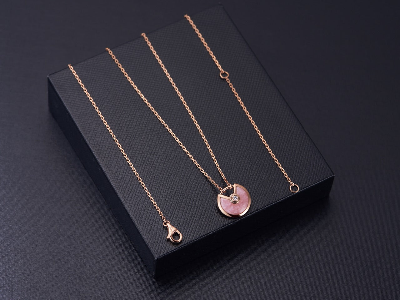 [Glow Jewelry]AMULETTE ROSE GOLD PINK MOP NECKLACE