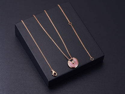 [Glow Jewelry]AMULETTE ROSE GOLD PINK MOP NECKLACE