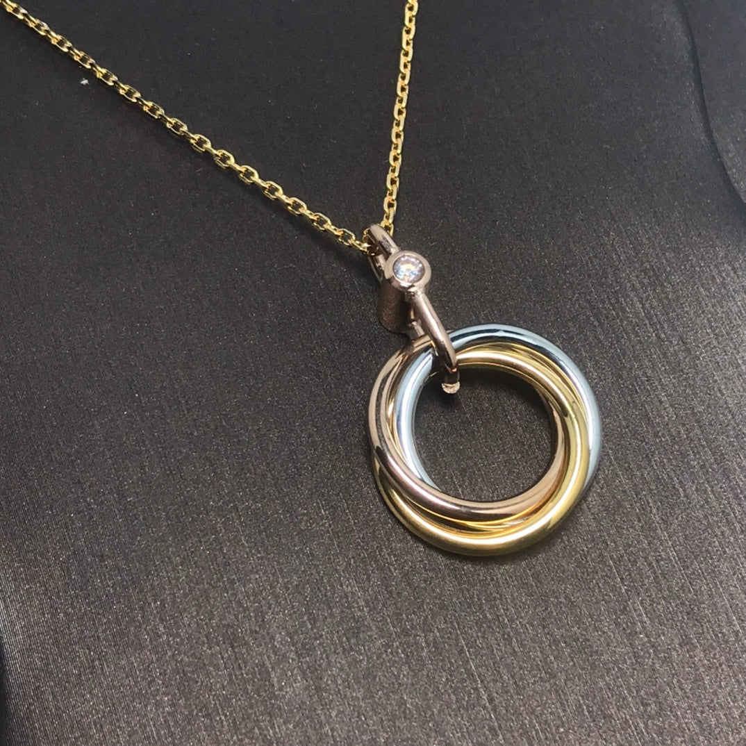 [Glow Jewelry]TRINITY SILVER GOLD PINK GOLD NECKLACE