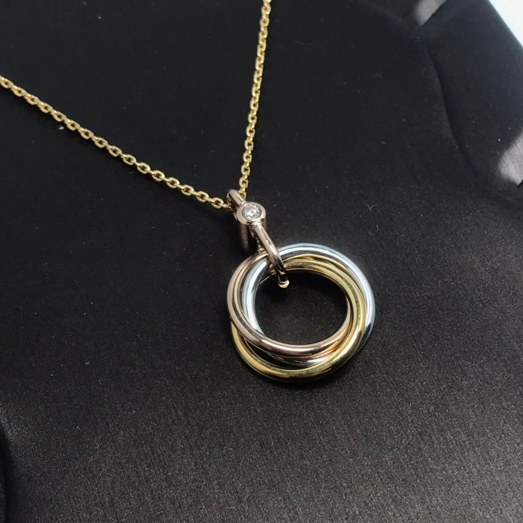 [Glow Jewelry]TRINITY SILVER GOLD PINK GOLD NECKLACE