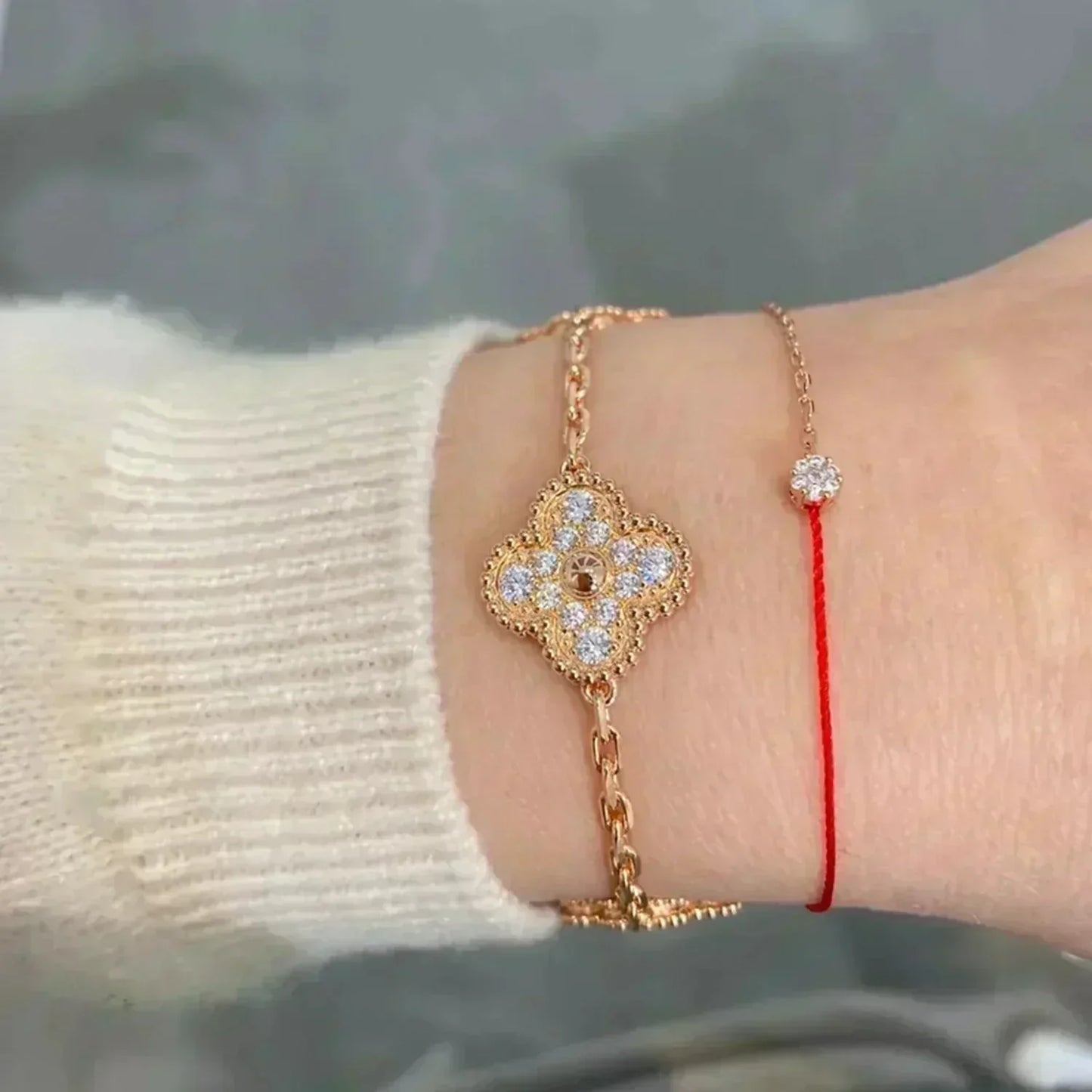 [Glow Jewelry] New  CLOVER 5 MOTIF FULL DIAMOND BRACELET COLLECTION
