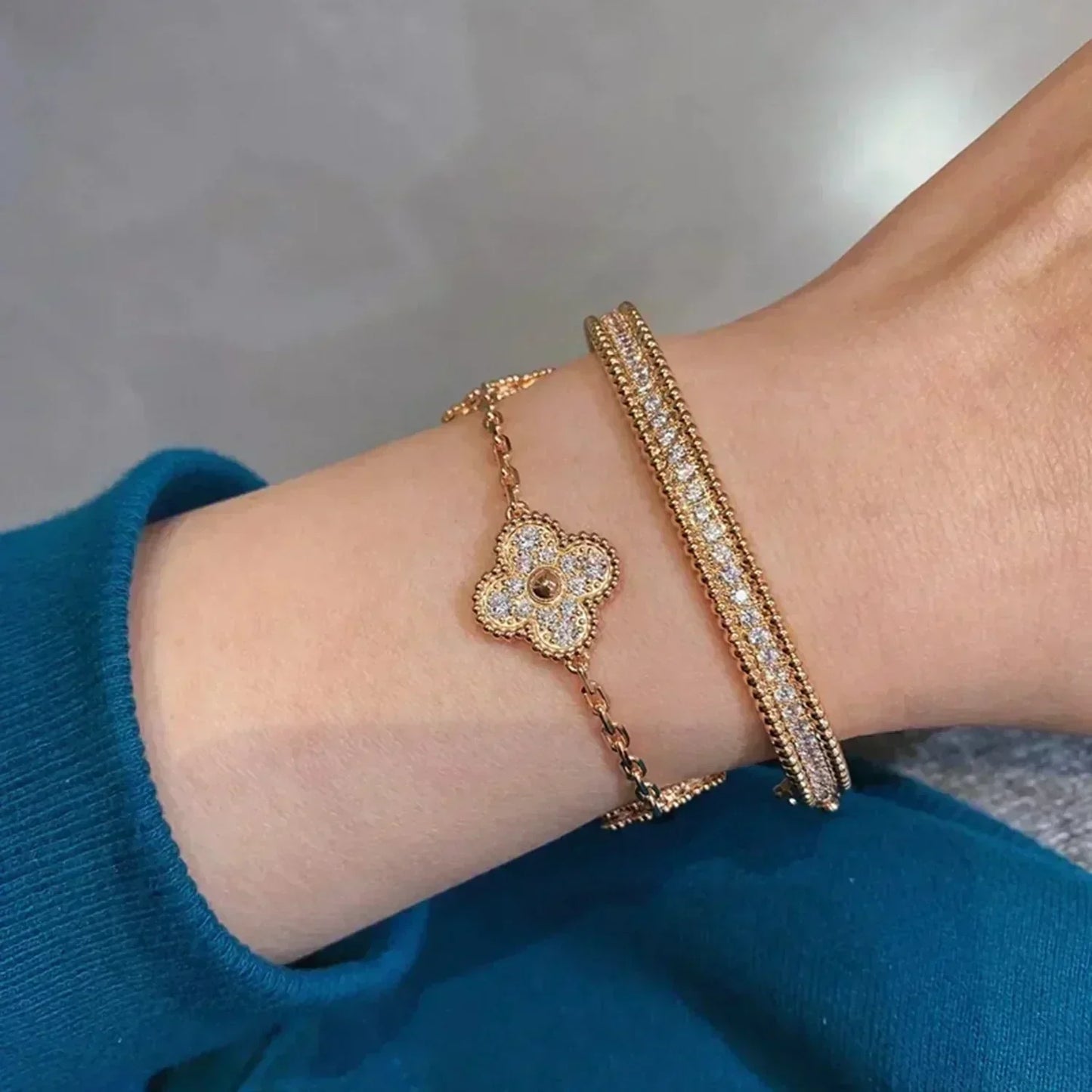 [Glow Jewelry] New  CLOVER 5 MOTIF FULL DIAMOND BRACELET COLLECTION
