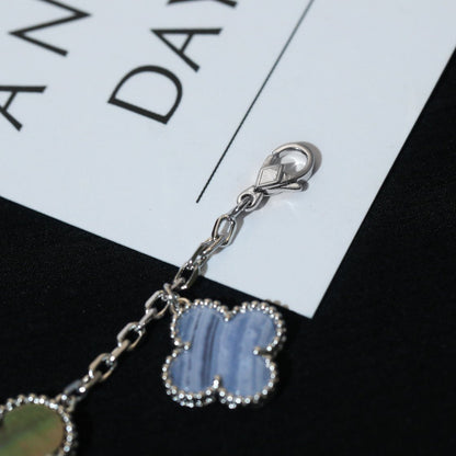 [Glow Jewelry]CLOVER BRACELET 5 MOTIFS MOP CHALCEDONY SILVER