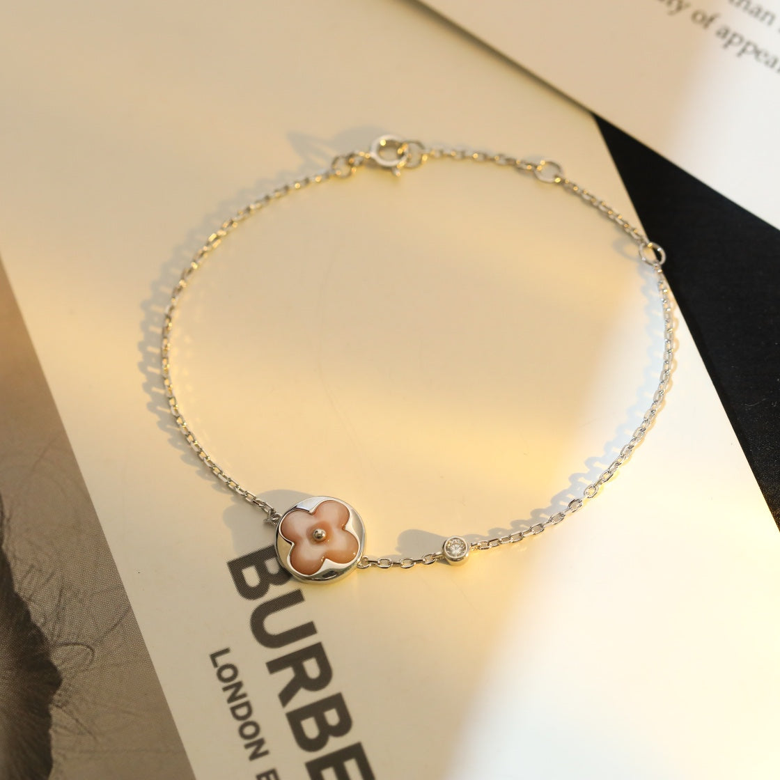 [Glow Jewelry]SUN MOTIF PINK MOP SILVER BRACELET