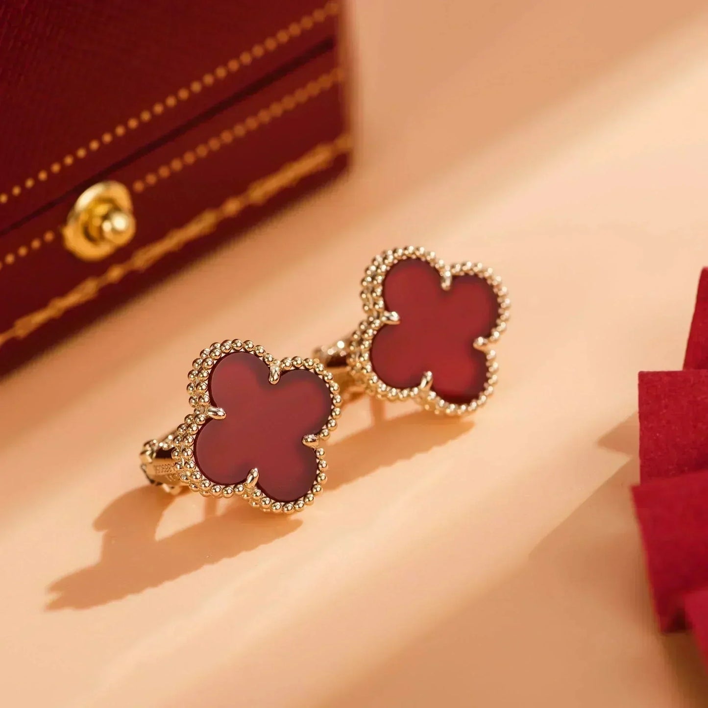 [Glow Jewelry]CLOVER MEDIUM 1 MOTIFS CARNELIAN  EARRINGS