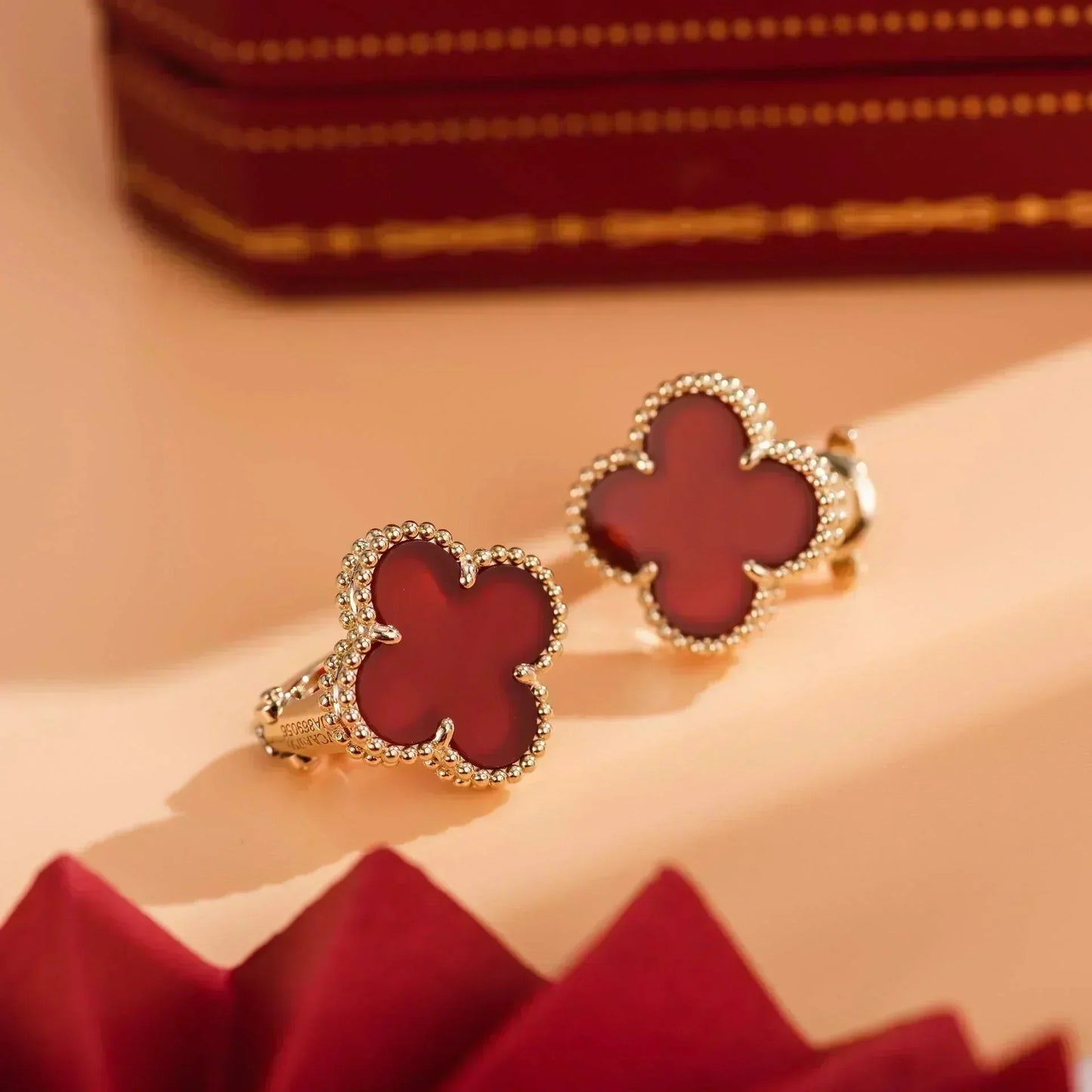 [Glow Jewelry]CLOVER MEDIUM 1 MOTIFS CARNELIAN  EARRINGS