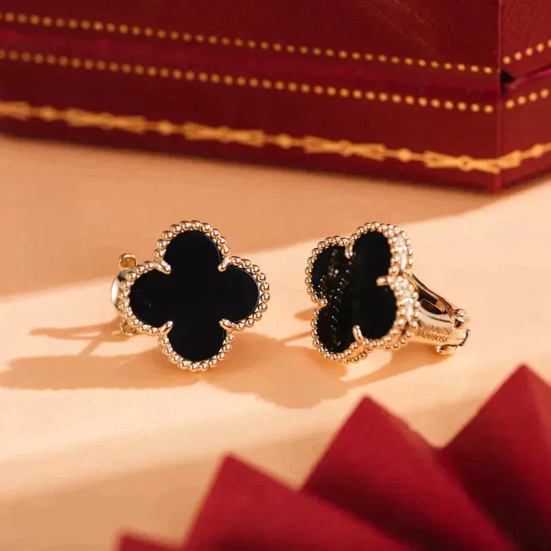 ¡®Glow Jewelry¡¯CLOVER MEDIUM 1 MOTIFS  ONYX STUD EARRINGS