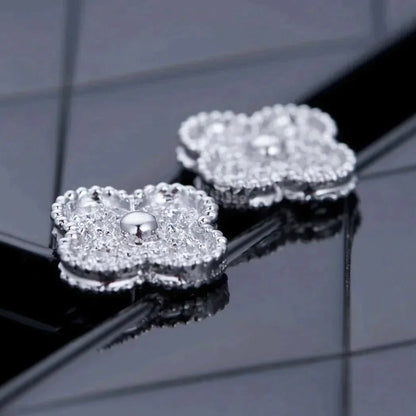 ¡®Glow Jewelry¡¯CLOVER 1 MOTIFS DIAMOND STUD EARRINGS SILVER