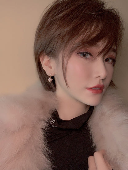 ¡®Glow Jewelry¡¯DOUBLE STAR PINK GOLD MOP DROP EARRINGS