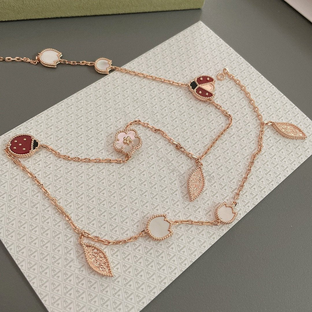 [Glow Jewelry]LUCKY SPRING 15 MOTIFS ROSE GOLD NECKLACE