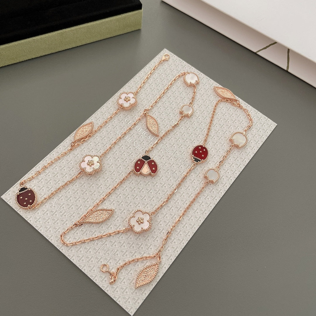 [Glow Jewelry]LUCKY SPRING 15 MOTIFS ROSE GOLD NECKLACE