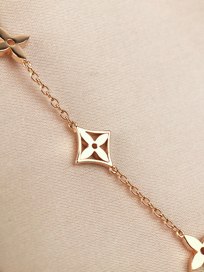 [Glow Jewelry]STAR AND SUN 7 MOTIFS GOLD BRACELET