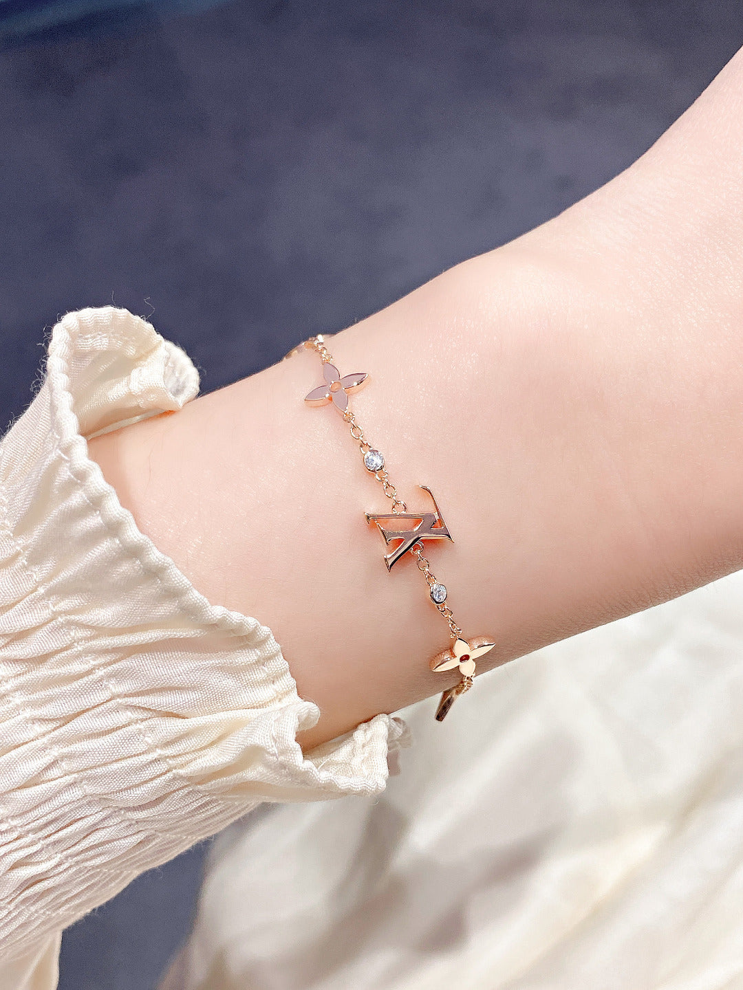 [Glow Jewelry]STAR AND SUN 7 MOTIFS GOLD BRACELET