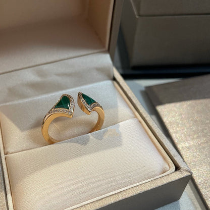 [Glow Jewelry]DREAM MALACHITE DIAMOND OPEN RING