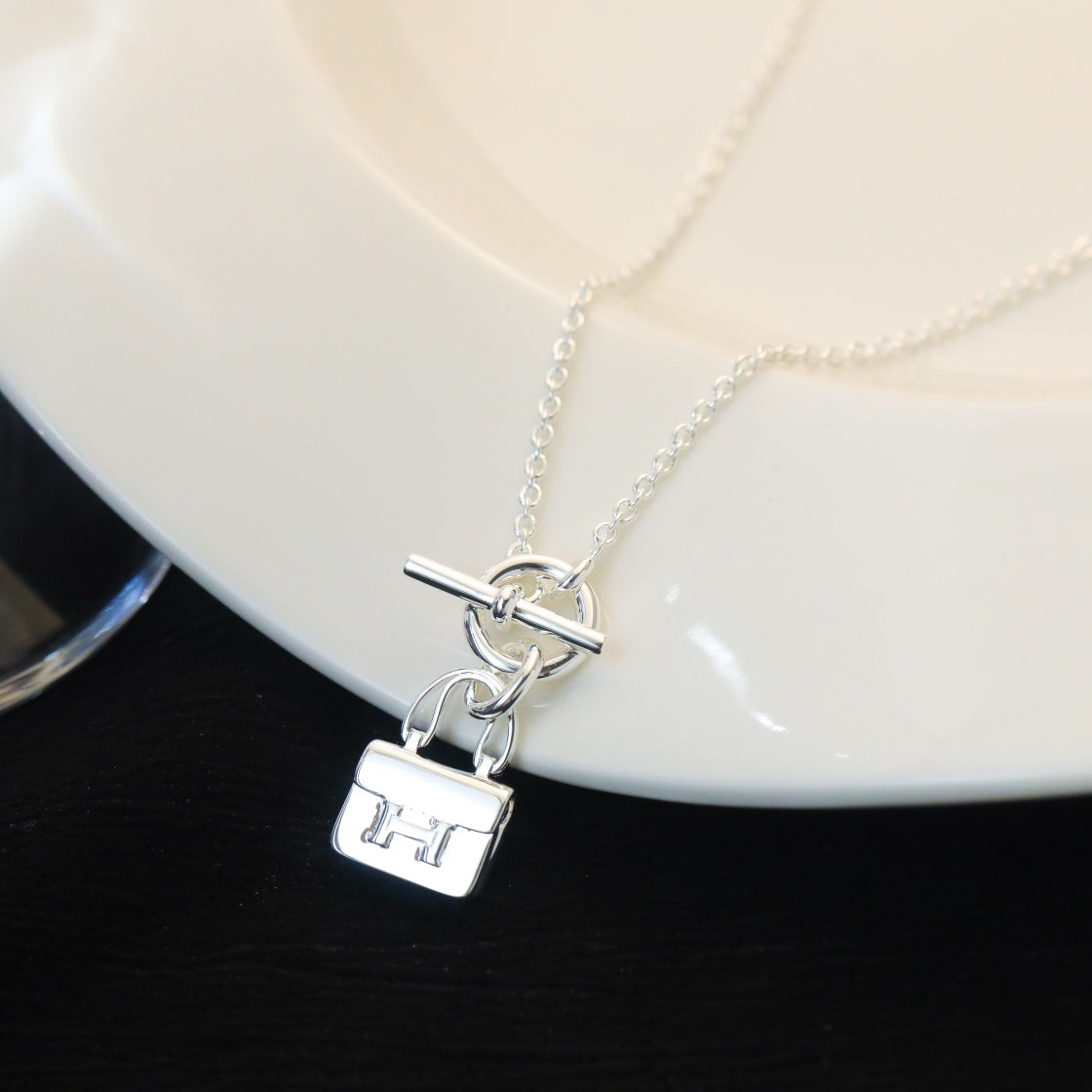 [Glow Jewelry]POP H PEDANT SILVER NECKLACE