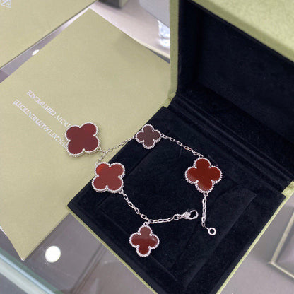 ¡®Glow Jewelry¡¯CLOVER 5 MOTIFS SIVLER CARNELIAN BRACELET