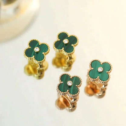 ¡®Glow Jewelry¡¯CLOVER MEDIUM 1 MOTIFS MALACHITE DIAMOND EARRINGS