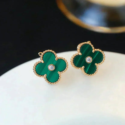 ¡®Glow Jewelry¡¯CLOVER MEDIUM 1 MOTIFS MALACHITE DIAMOND EARRINGS
