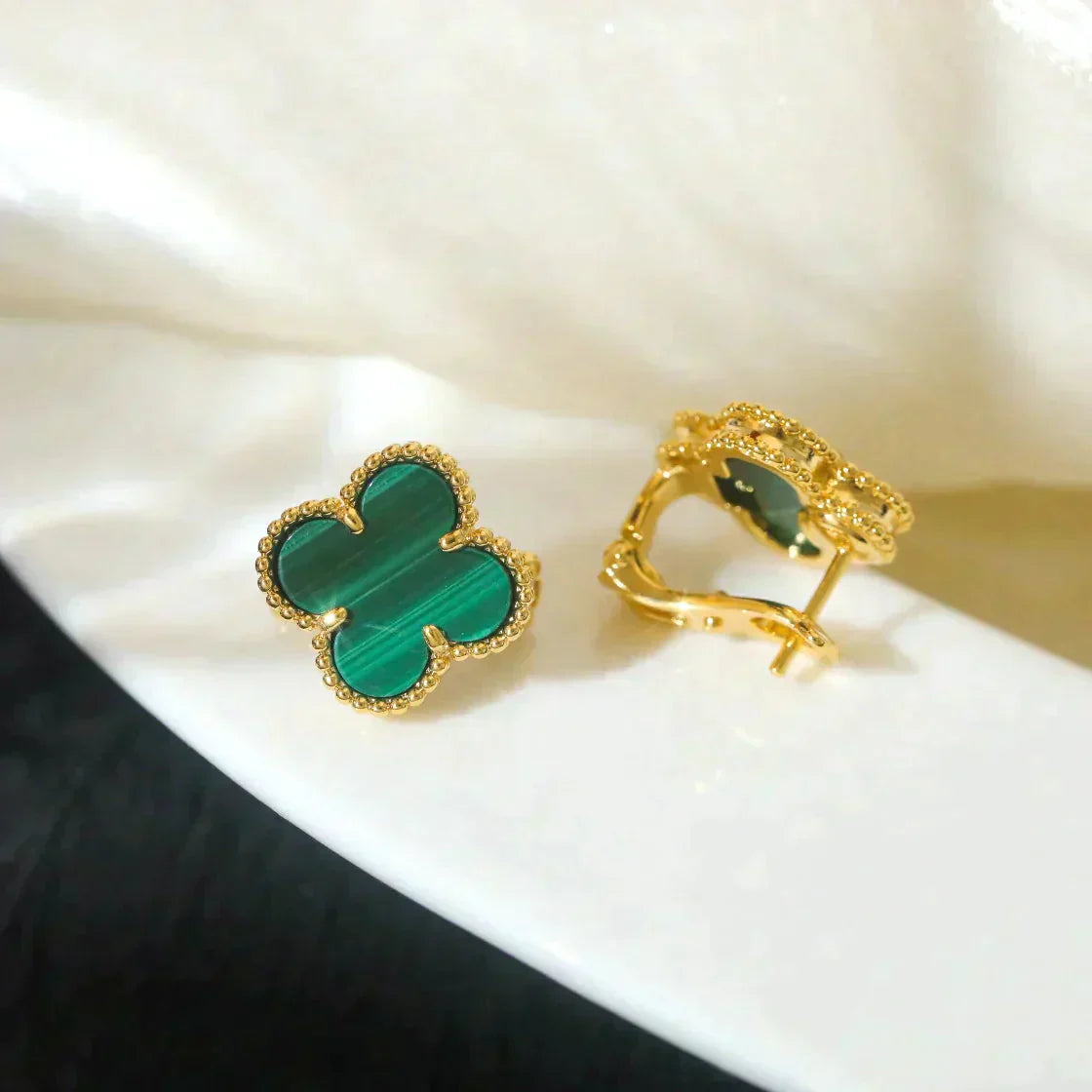 ¡®Glow Jewelry¡¯CLOVER MEDIUM 1 MOTIFS MALACHITE  EARRINGS